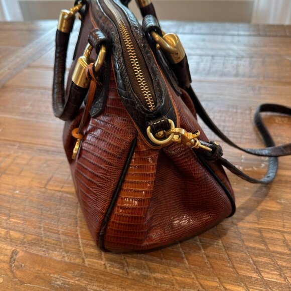 Brahmin Lisa Satchel – Cognac Tri-Texture Leather - Picture 3 of 10